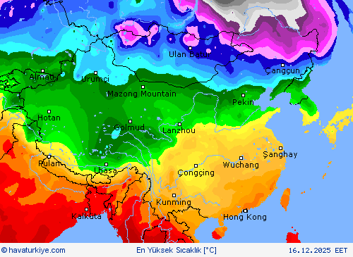 En Y&uuml;ksek Sıcaklık Tahmin Haritaları
