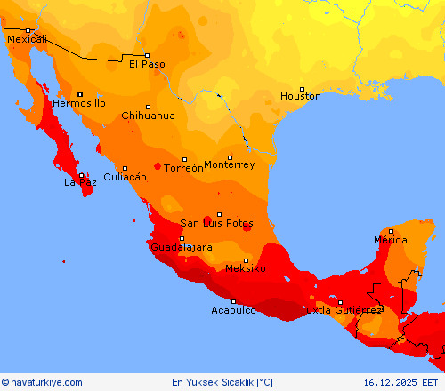 En Y&uuml;ksek Sıcaklık Tahmin Haritaları