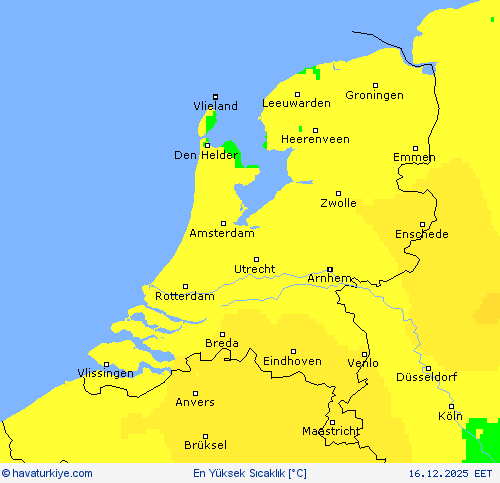 En Y&uuml;ksek Sıcaklık Tahmin Haritaları