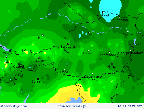 En Y&uuml;ksek Sıcaklık Tahmin Haritaları