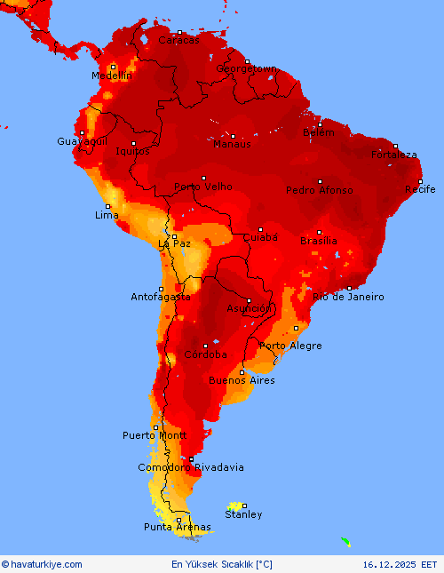 En Y&uuml;ksek Sıcaklık Tahmin Haritaları